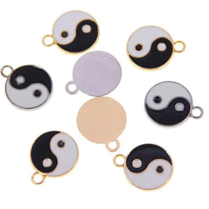 50Pcs Yin Yang Mini Sweet Heart Charms for Jewelry Making