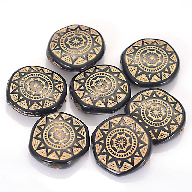 50Pcs 18MM Plating Acrylic Flat Round Shape Sun Chakra Talisman Spacer Beads