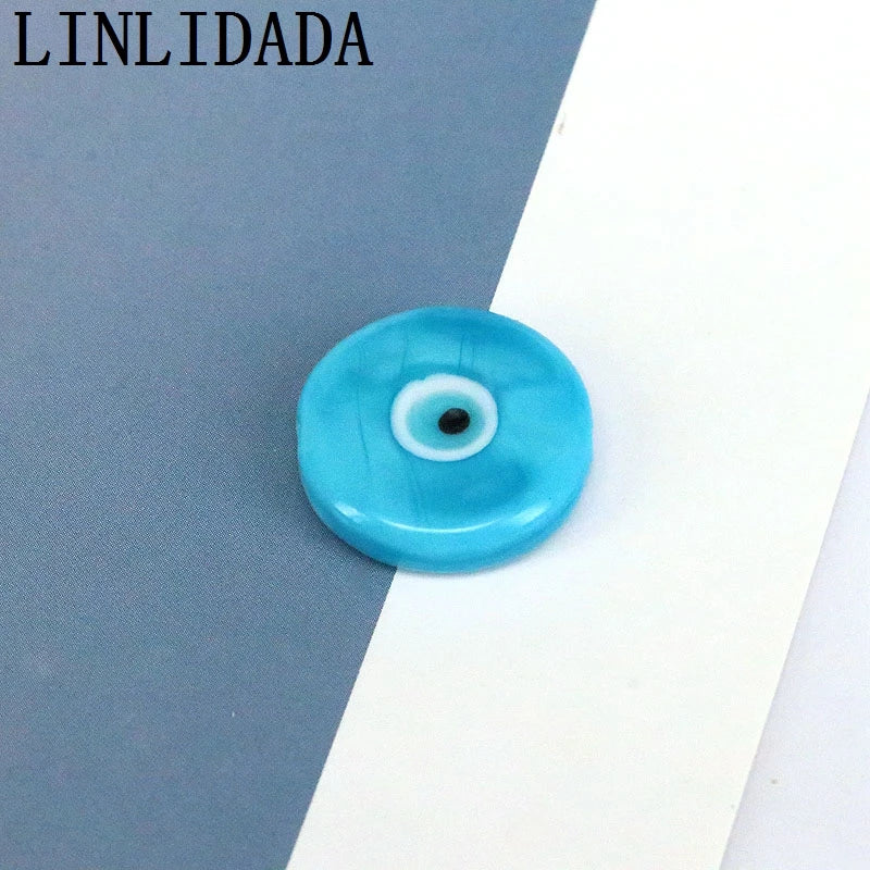50Pcs 18mm Mixed Flat Round Glass Beads for DIY Jewelry Making