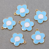 50Pcs Enamel Flower Charms for Jewelry Making Earrings Necklace Key Chains