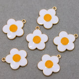 50Pcs Enamel Flower Charms for Jewelry Making Earrings Necklace Key Chains