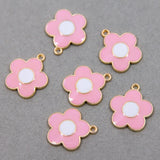 50Pcs Enamel Flower Charms for Jewelry Making Earrings Necklace Key Chains