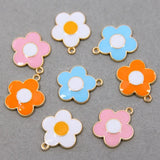 50Pcs Enamel Flower Charms for Jewelry Making Earrings Necklace Key Chains