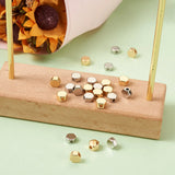 50Pcs Brass Spacer Beads 18K & Platinum Plated Hexagon 5x5.5x3mm 2 Colors