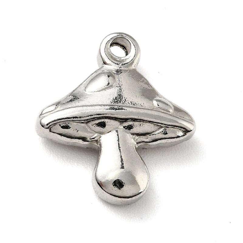 50Pcs 201 SS Mushroom Charms Pendants DIY Earrings Necklaces 13x12x3.5mm
