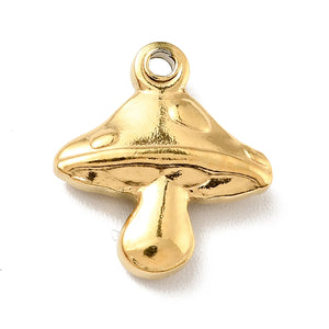 50Pcs 201 SS Mushroom Charms Pendants DIY Earrings Necklaces 13x12x3.5mm