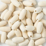 50Pcs 20x10mm Oval Natural Wood Spacer Beads for DIY Earring Necklace Bracelet