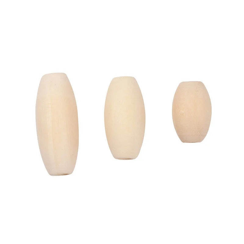 50Pcs 20x10mm Oval Natural Wood Spacer Beads for DIY Earring Necklace Bracelet