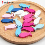 50Pcs Fish Wooden Beads Jewelry Making Kids Crafts Necklace Woodwork
