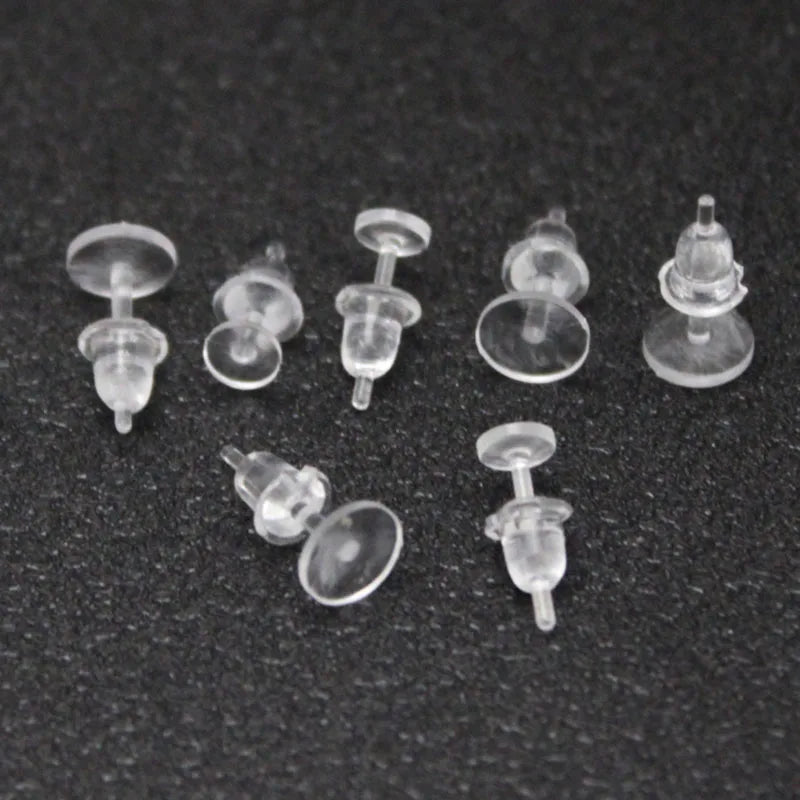 50Pcs Plastic Silicone Earring Base Pins Stud Retainer for DIY Findings
