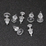 50Pcs Plastic Silicone Earring Base Pins Stud Retainer for DIY Findings