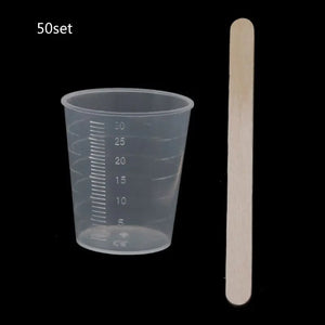 50pcs 30ml Clear Plastic Graduated Cups with Scale and 50 Wooden Stirring Sticks