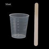 50pcs 30ml Clear Plastic Graduated Cups with Scale and 50 Wooden Stirring Sticks