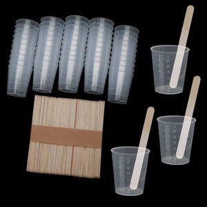 50pcs 30ml Clear Plastic Graduated Cups with Scale and 50 Wooden Stirring Sticks