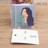 50Pcs Girl Pattern Stud Earring Card Display Tag Card