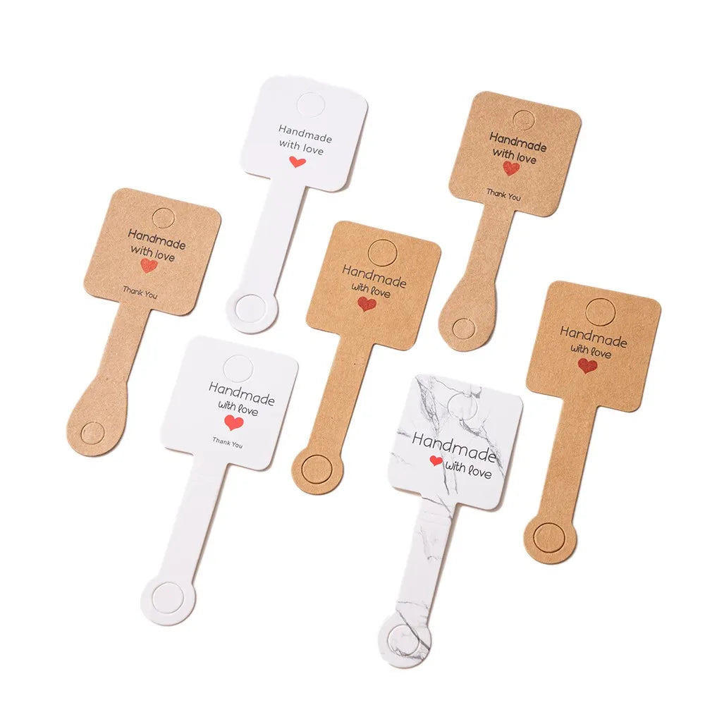 50Pcs 4x10cm Self Adhesive Display Card Paper Tag for Jewelry Packaging