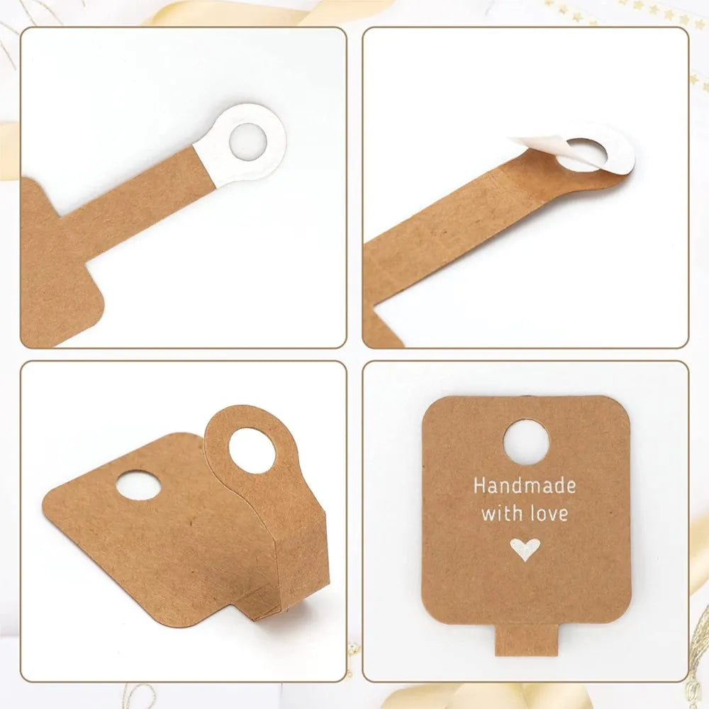 50Pcs 4x10cm Self Adhesive Display Card Paper Tag for Jewelry Packaging