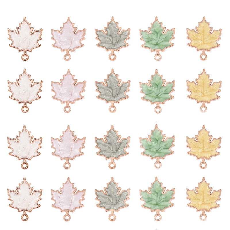 50 Pcs Autumn Theme Maple Leaf Charms for DIY Jewelry Making