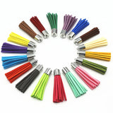 50Pcs 50mm Mix Metallic Cap Leather Tassel Faux Suede For Keychain Jewelry