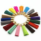 50Pcs 50mm Mix Metallic Cap Leather Tassel Faux Suede For Keychain Jewelry