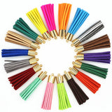 50Pcs 50mm Mix Metallic Cap Leather Tassel Faux Suede For Keychain Jewelry
