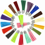 50Pcs 50mm Mix Metallic Cap Leather Tassel Faux Suede For Keychain Jewelry