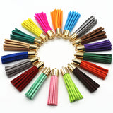 50Pcs 50mm Mix Metallic Cap Leather Tassel Faux Suede For Keychain Jewelry