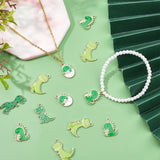 50Pcs Green Dinosaur Charms Enamel Pendants for Jewelry Making