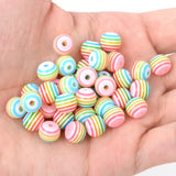 50Pcs Multicolor Resin Stripe Spacer Beads for Jewelry Making