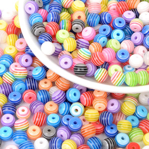 50Pcs Multicolor Resin Stripe Spacer Beads for Jewelry Making