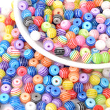 50Pcs Multicolor Resin Stripe Spacer Beads for Jewelry Making