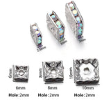 50pcs AB Square Rhinestone Rondelles Crystal Beads 6 8 10mm Lot