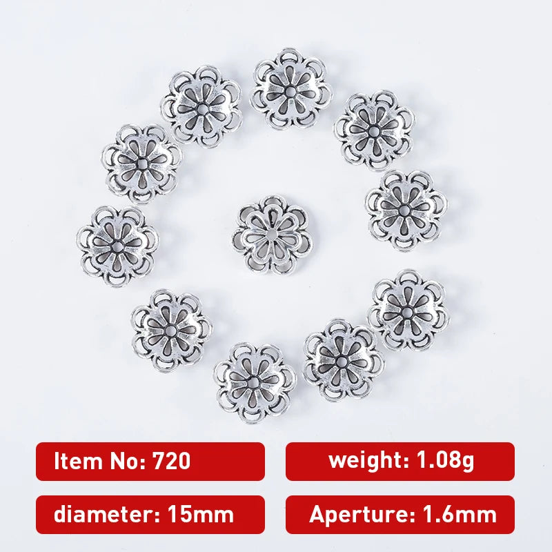 50Pcs 6mm Flower Star Spacers Beads Caps Charm For Jewelry Making