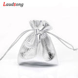 50Pcs Silver Organza Jewelry Gift Bags Wedding Candy Pouches Drawstring Bag