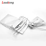 50Pcs Silver Organza Jewelry Gift Bags Wedding Candy Pouches Drawstring Bag