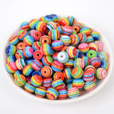 50Pcs Rainbow Stripe Resin Spacer Beads for DIY Jewelry Making