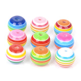 50Pcs Rainbow Stripe Resin Spacer Beads for DIY Jewelry Making