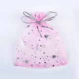 50Pcs 9*12CM Silver Sequins Stars Organza Pouches For Jewelry Packaging