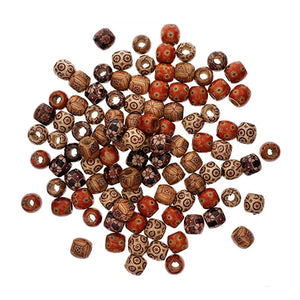50pcs Natural Painted Wood Round Big Hole Wooden Bead DIY Craft Accessories