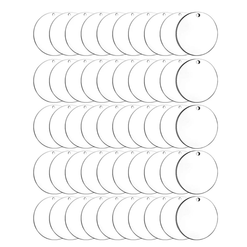 50Pcs Clear Acrylic Circle Blanks 2 Inch with Hole for DIY Jewelry Making