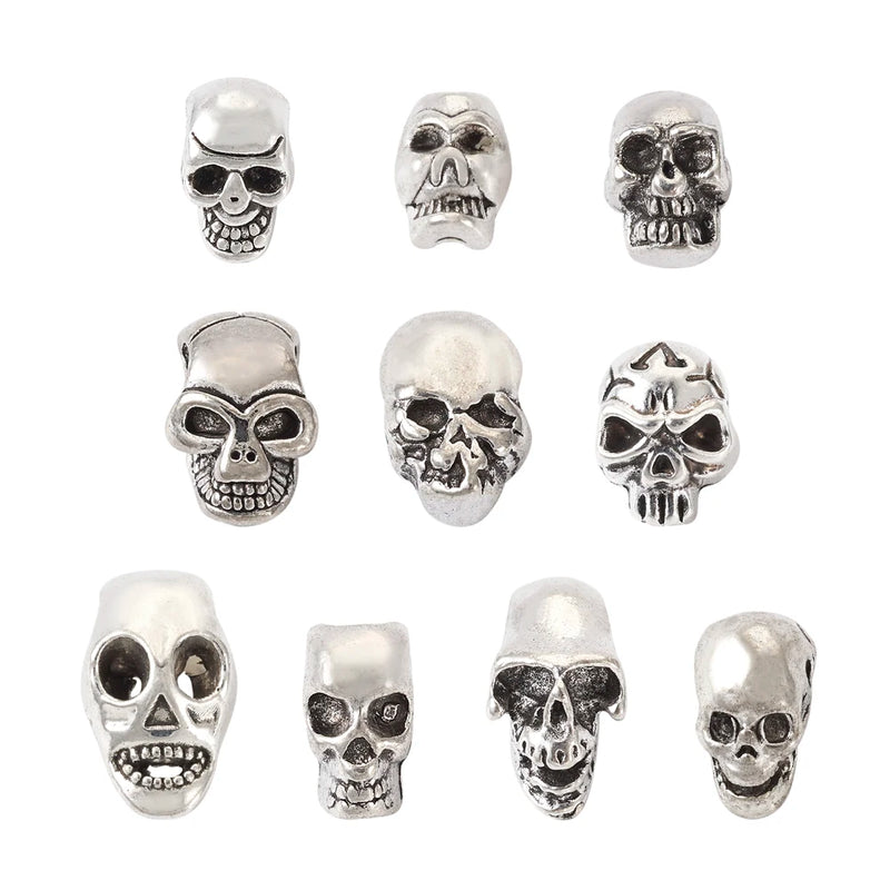 50Pcs Alloy Tibetan Skull Spacer Beads Halloween Necklace Bracelet Charms