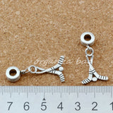 50Pcs Alloy Hockey Sticks Dangle Beads Sports Jewelry Making DIY Craft