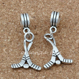 50Pcs Alloy Hockey Sticks Dangle Beads Sports Jewelry Making DIY Craft