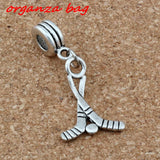 50Pcs Alloy Hockey Sticks Dangle Beads Sports Jewelry Making DIY Craft
