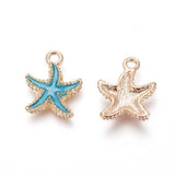 50Pcs Starfish Enamel Pendants Alloy Charms DIY Jewelry Making