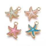 50Pcs Starfish Enamel Pendants Alloy Charms DIY Jewelry Making