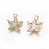 50Pcs Starfish Enamel Pendants Alloy Charms DIY Jewelry Making
