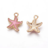 50Pcs Starfish Enamel Pendants Alloy Charms DIY Jewelry Making