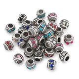 50Pcs Rhinestone European Beads Mixed Large Hole Spacer DIY Charms Bracelet