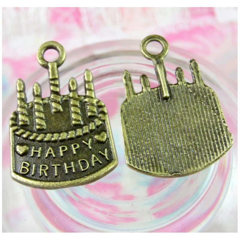 50Pcs Birthday Cake Charms Pendant DIY Jewelry 22*15.1MM
